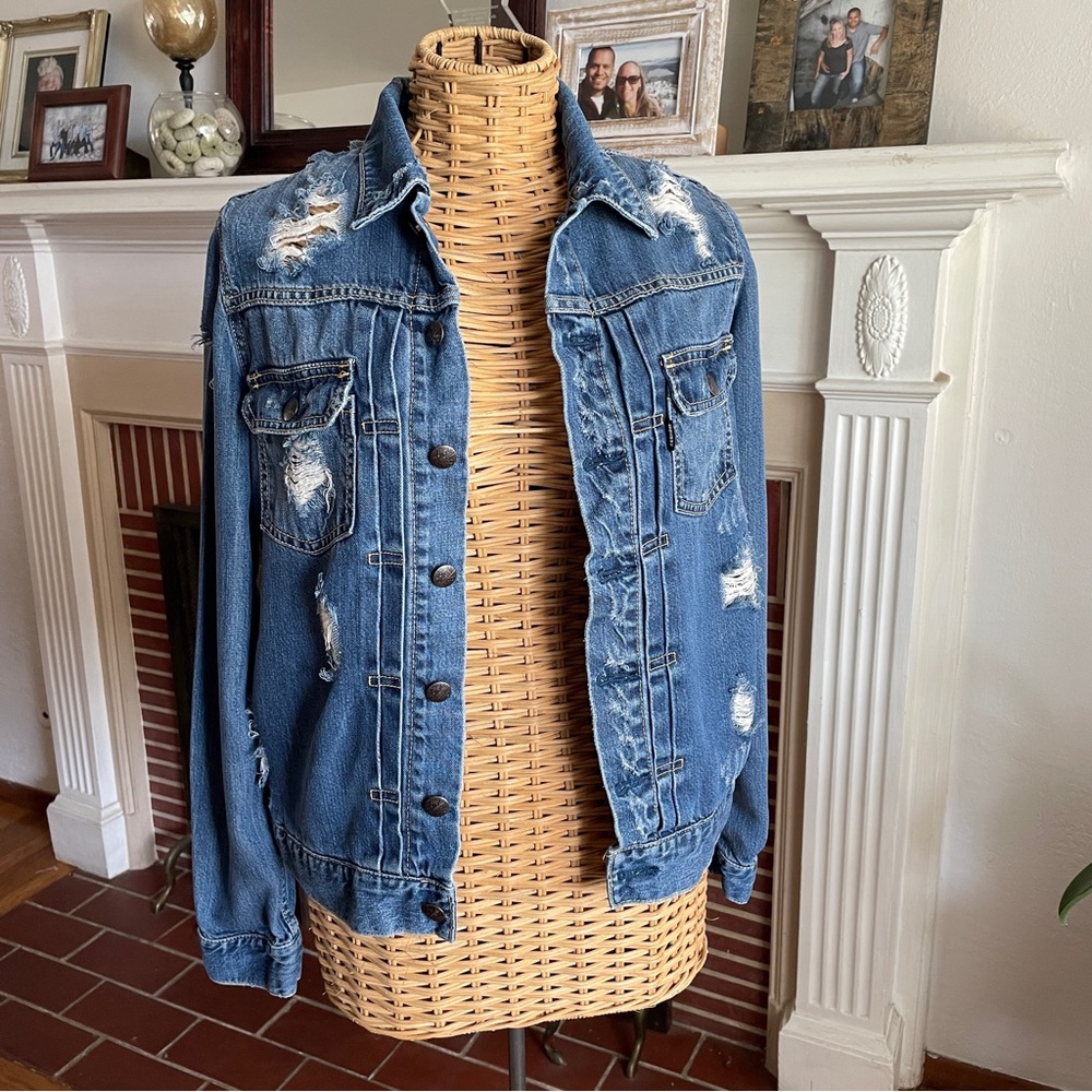 Moussy distressed grunge country denim jean jacket